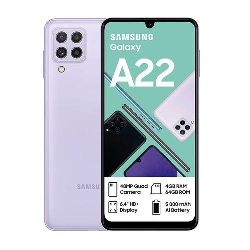 Samsung A22 Dual SIM - 128GB HDD - 4GB RAM Smartphone 5G - Light Violet