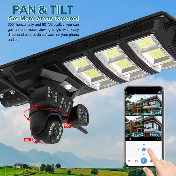 4G Solar-Powered Street Light Security Camera – 3-...